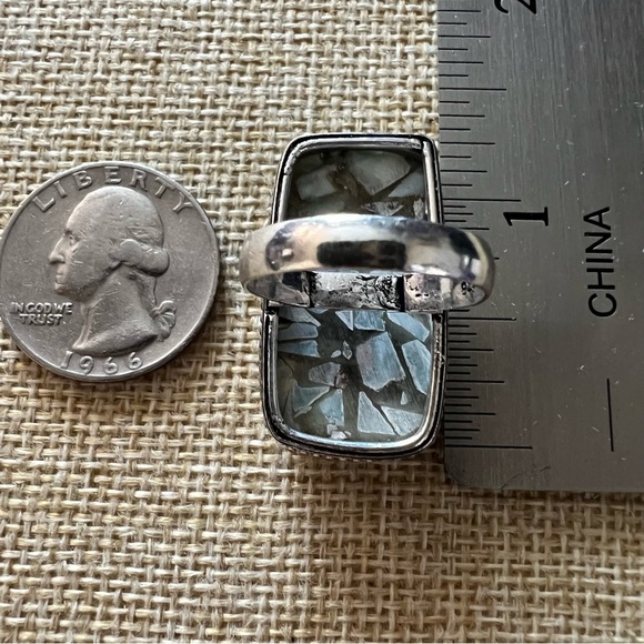 New Copper Larimar Silver Overlay Ring Size 7.75 - Picture 5 of 6